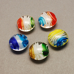 Handmade Lampwork Beads, Flat Round, Mixed Color, 19.5x20x10mm, Hole: 2.5mm(X-LAMP-S015-M)