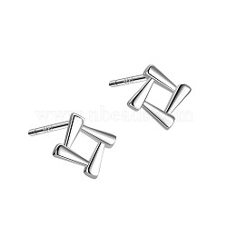 Anti-Tarnish Rhodium Plated Square 999 Fine Silver Stud Earrings for Women, with 999 Stamp, Platinum, 8x8mm(EJEW-S215-13P)