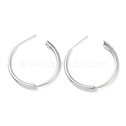 Rack Plating Brass Ring Stud Earrings for Women, Long-Lasting Plated, Lead Free & Cadmium Free, Platinum, 29.5x29x3mm, Pin: 0.8mm(EJEW-K245-12P)