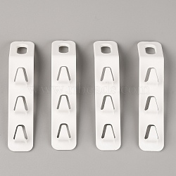 Plastic Rectangle with 3-link Hooks, for Hanging Pots and Pans, Clothes, Plants, Kitchen Utensils, White, 143x30x20mm, Hole: 11.5x21.5mm, Box: 150x78x33mm, 4pcs/set(AJEW-WH0223-85)