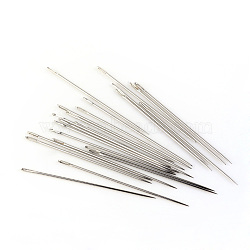 Iron Tapestry Needles, Platinum, 34x0.5mm, Hole: 2x0.5mm, about 26pcs/bag(X-IFIN-R219-36)
