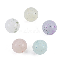 Marbled Stone Style Opaque Acrylic Beads, Round, Mixed Color, 11~11.5mm, Hole: 2mm(OACR-G009-01B)