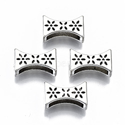 Tibetan Style Alloy Slide Charms, Letter I with Flower, Cadmium Free & Lead Free, Antique Silver, 14x8.5x5mm, Hole: 11x2.5mm(X-TIBEB-N005-19AS-RS)