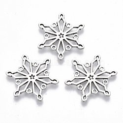 Tibetan Style Alloy Pendants, Lead Free & Cadmium Free, Snowflake, Antique Silver, 25x22x1.5mm, Hole: 0.7mm(X-TIBE-N010-32AS-RS)