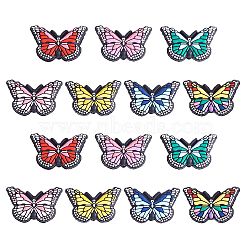 14Pcs 7 Colors Silicone Beads, DIY Nursing Necklaces and Bracelets Making, Chewing Pendants For Teethers, Butterfly, Mixed Color, 30.5x20.5x8.5mm, Hole: 2.5mm(JX752A)