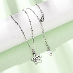 304 Stainless Steel Star Pendant Cable Chain Necklaces for Men Women, Tarnish Free, Stainless Steel Color, 18.19 inch(46.2cm)(NJEW-K308-01B-P)