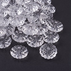 Transparent Acrylic Beads, Pumpkin, Frosted, White, 14x9.4mm, Hole: 2mm, about 620pcs/500g(PL712Y-1)