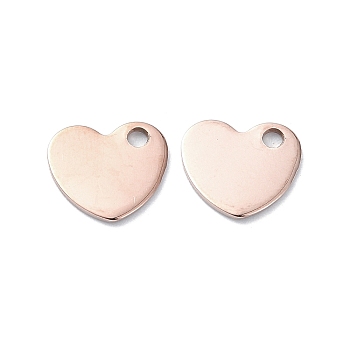 201 Stainless Steel Charms, Heart Charms, Rose Gold, 6.5x7x1mm, Hole: 1.2mm