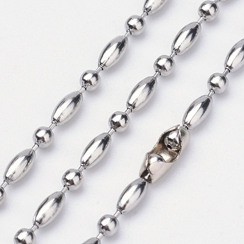 Electroplate Stainless Steel Ball Chain Necklaces, with Brass Ball Chain Connector, Stainless Steel Color, 18.1 inch(46cm)