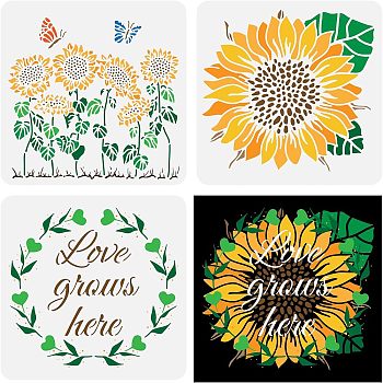 Plastic Drawing Painting Stencils Templates Sets, Square, Mixed Patterns, 30x30cm, 3 style/set