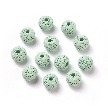 Unwaxed Natural Lava Rock Beads, for Perfume Essential Oil Beads, Aromatherapy Beads, Dyed, Round, Light Green, 8.5mm, Hole: 1.5~2mm