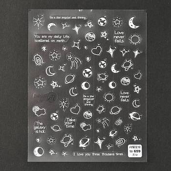 Planet Theme Cartoon Nail Art Decoration Sticker, White, 12.7x8.2x0.07cm