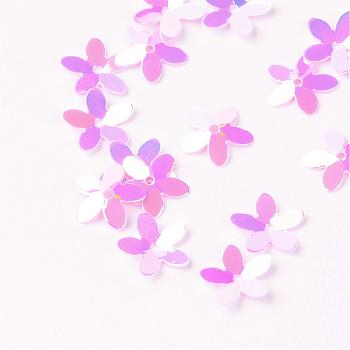 Plastic Paillette Beads, Sequins Beads, Flower, Orchid, 10x10.5x0.5mm, Hole: 1mm, about 16000pcs/500g