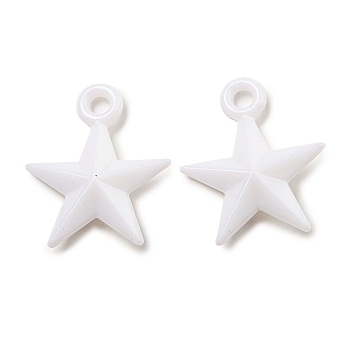 Opaque Acrylic Pendants, Star Charms, White, 25.5x22x6mm, Hole: 3mm, about 793pcs/500g