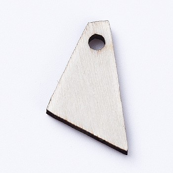 Natural Wood Pendants, Undyed, Laser Cut Wood Shape, Wood Slice, Trapezoid, Antique White, 18.5x10x2.5mm, Hole: 1.5mm