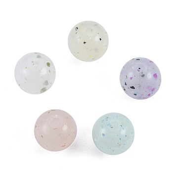 Marbled Stone Style Opaque Acrylic Beads, Round, Mixed Color, 11~11.5mm, Hole: 2mm