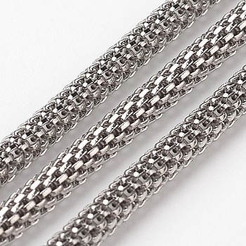 3.28 Feet 304 Stainless Steel Mesh Chains, Soldered, Stainless Steel Color, 3mm