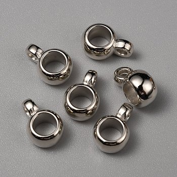 CCB Plastic Tube Bails, Loop Bails, Rondelle Hanger Links, Platinum, 12x8x5mm, Hole: 1.8mm, Inner Diameter: 4.8mm