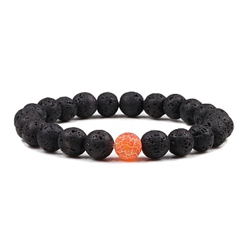 Simple Natural Lava Rock Round Beaded Stretch Bracelets