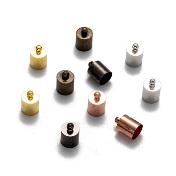 Brass Cord Ends, End Caps, Mixed Color, 12x8mm, Hole: 1mm, Inner Diameter: 7mm