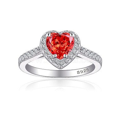 Red Heart Sterling Silver Finger Rings