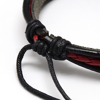 Trendy Unisex Casual Style Multi-Strand Wax and Leather Cord Bracelets(BJEW-L295-M)-4