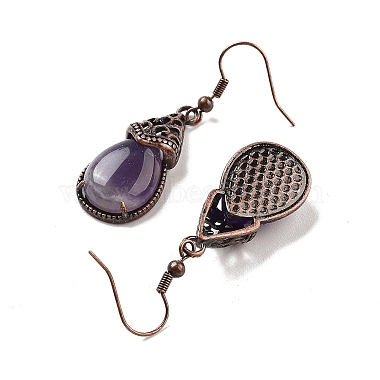 Natural Amethyst Teardrop Dangle Earrings(EJEW-B055-01R-21)-2