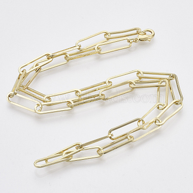 Brass Flat Oval Paperclip Chain Necklace Making(MAK-S072-07A-LG)-2