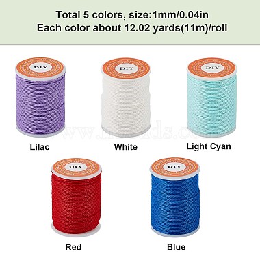 5 Rolls 5 Colors Round Waxed Polyester Cord(YC-SC0001-02)-2
