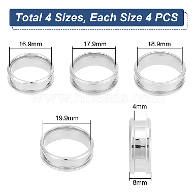 16pcs 4 Size 201 Stainless Steel Grooved Finger Ring Settings(STAS-UN0044-29)-3