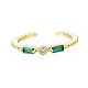 Green Cubic Zirconia Rectangle Open Cuff Ring for Women(X-RJEW-N035-090)-1