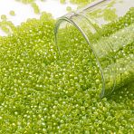 TOHO Round Seed Beads, Japanese Seed Beads, (164F) Transparent AB Frost Lime Green, 15/0, 1.5mm, Hole: 0.7mm, about 3000pcs/10g(X-SEED-TR15-0164F)