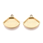 304 Stainless Steel Pendant Cabochon Component, Fan, Ion Plating(IP), Real 18K Gold Plated, Tray: 9x13mm, 12.5x14x1.8mm, Hole: 1.5~1.6mm(STAS-Q113-29G)