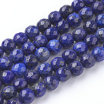 Natural Dyed Lapis Lazuli Beads Strands, Faceted Round, Midnight Blue, 6mm, Hole: 1mm, about 59pcs/strand, 14.5 inch(G-G059-6mm)