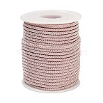 Nylon Braided Cords, Milan Cords/Twisted with Metallic Thread, Pink, 3mm, about 21.87 yards(20m)/roll(NWIR-C004-03I)