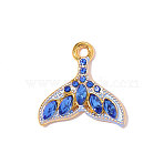 304 Stainless Steel Enamel Pendants, Fishtail Charms, Ion Plating(IP), Long-Lasting Plated, Mirror Polished Finish, Real 18K Gold Plated, 16x16mm, Hole: 1.6mm(STAS-OY011-85G)