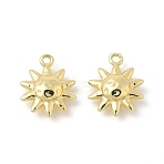 Brass Charms, Sun Charms, Rack Plating, Long-Lasting Plated, Cadmium Free & Lead Free, Real 18K Gold Plated, 15x12x4.8mm, Hole: 1.4mm(KK-A300-23G)