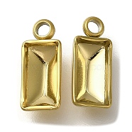 Ion Plating(IP) 304 Stainless Steel Pendant Cabochon Settings, Rectangle, Real 18K Gold Plated, Tray: 8x4mm, 12x5x3mm, Hole: 1.4mm(STAS-I310-24G)