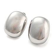 Rack Plating Brass Oval Stud Earrings, Long-Lasting Plated, Cadmium Free & Lead Free, Platinum, 16x12.5mm(EJEW-P242-02P)