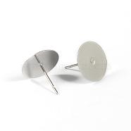 304 Stainless Steel Stud Earring Settings, Flat Round, Stainless Steel Color, Tray: 12mm, 12mm, Pin: 0.8mm(STAS-D431-22)