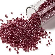 TOHO Round Seed Beads, Japanese Seed Beads, (109C) Dark Ruby Transparent Luster, 11/0, 2.2mm, Hole: 0.8mm, about 1110pcs/10g(X-SEED-TR11-0109C)