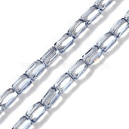 Electroplate Glass Beads Strands, Pearl Luster Plated, Faceted, Column, Light Steel Blue, 6.5x4mm, Hole: 0.8mm, about 80pcs/strand, 20.08''(51cm)(GLAA-Q101-02A-PL05)