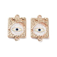 Resin Connector Charms, Light Gold Tone Alloy Enamel Eye Links, Rectangle with Tree, 18x11.5x2mm, Hole: 1.5mm(FIND-E043-11KCG-06)