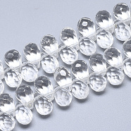 Watermelon Stone Glass Beads Strands, Top Drilled Beads, Faceted, Teardrop, Clear, 11.5~12x8mm, Hole: 0.8mm, about 40pcs/strand, 8.2 inch(G-S357-C01-21)