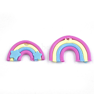 Handmade Polymer Clay Pendants, Rainbow, Colorful, 11~16x18~23x2.5mm, Hole: 1.5mm(CLAY-S091-05)