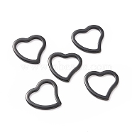 304 Stainless Steel Linking Rings, Heart, Electrophoresis Black, 14.5x15x1.5mm, Hole: 12x10mm(STAS-H416-13B)