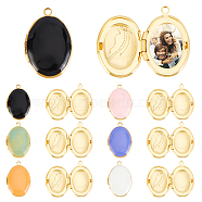 12Pcs 6 Colors Brass Enamel Locket Pendants, Photo Frame Pendants for Necklaces, Golden, Oval, Mixed Color, 24x16x6mm, Hole: 1.6mm, Inner Diameter: 14.5x10.5mm, 2pcs/color(KK-FH0003-78)