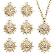 20Pcs Alloy Pendants, with Crystal Rhinestone, Sun with Eye, Real 18K Gold Plated, 16.5x15x3mm, Hole: 1.5mm(FIND-AR0004-32)