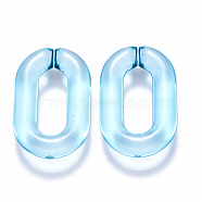 Transparent Acrylic Linking Rings, Quick Link Connectors, for Cable Chains Making, Oval, Sky Blue, 31x19.5x5.5mm, Inner Diameter: 19.5x7.5mm(OACR-S036-006A-J09)