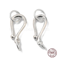 925 Sterling Silver S Shape Clasps, S-Hook, Silver, 15x8mm, Hole: 4~4.5mm(X-STER-A009-17)